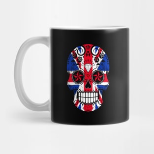 Union Jack British Flag Sugar Skull with Roses Mug